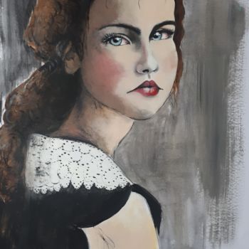 Painting titled "La ragazza triste" by Silvia Bighi, Original Artwork, Oil