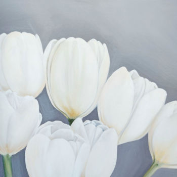 Painting titled "Tulips" by Silvia Ene, Original Artwork, Acrylic Mounted on Wood Panel