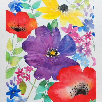 Pittura intitolato "Spring Bouquet 3/6" da Silvia Ene, Opera d'arte originale, Acquarello