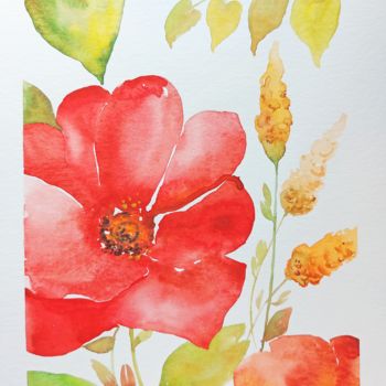 Painting titled "Spring Bouquet 6/6" by Silvia Ene, Original Artwork, Watercolor