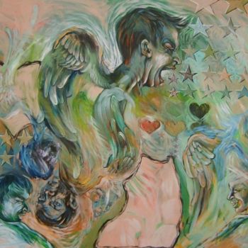 Schilderij getiteld "Angel screaming" door Silvia-Alexandra Pintilie, Origineel Kunstwerk