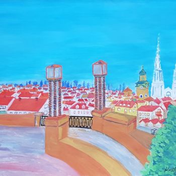 Painting titled "Stari grad-Gornji g…" by Kristof, Original Artwork, Tempera