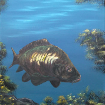 Painting titled "Mirror Carp" by Sim Cynthia Adams, Original Artwork, Other