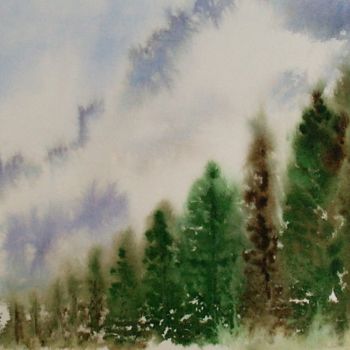 Schilderij getiteld "cîmes dans la brume" door Sim13, Origineel Kunstwerk