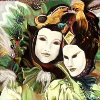 Pintura intitulada "Masques de Carnaval" por Sim13, Obras de arte originais, Óleo