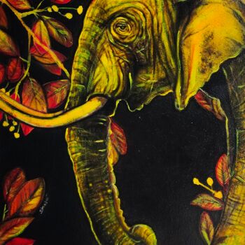 Painting titled "elephant" by Sima Bart, Original Artwork, Acrylic