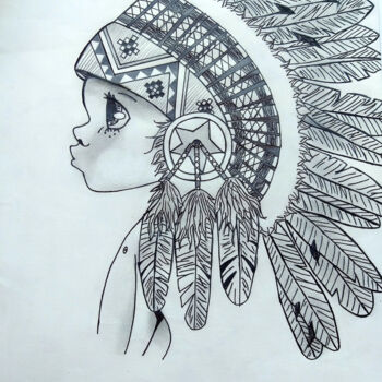 Disegno intitolato "Le petit indien" da Simart, Opera d'arte originale, Grafite