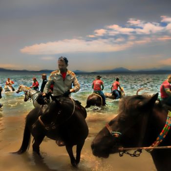 Photographie intitulée "Horses blessing" par Simon Gaitanidis, Œuvre d'art originale, Photographie numérique