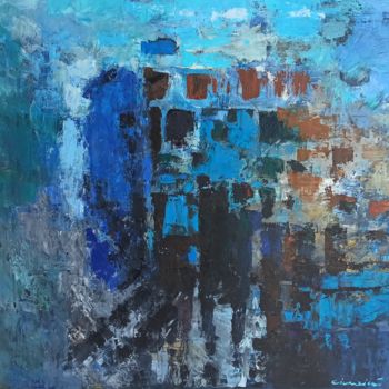 Painting titled "Abstract impression" by Simion Ciumeica, Original Artwork, Oil