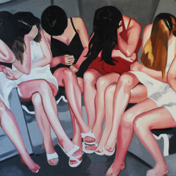 Картина под названием "Raparigas" - David Peres, Подлинное произведение искусства, Масло