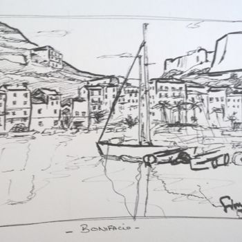 Drawing titled "Le port" by Simon Amant Milleliri, Original Artwork, Marker