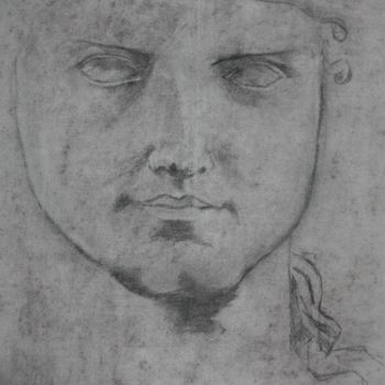 Drawing titled "Visage Grec" by Simon Amant Milleliri, Original Artwork, Charcoal