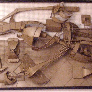 Sculpture titled "Techno Wall Piece #1" by Simon Berson, Original Artwork, Mixed Media