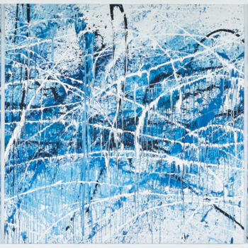 Painting titled "Swirls Blue 1" by Simon Findlay, Original Artwork, Acrylic