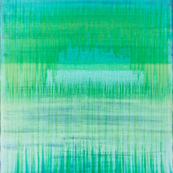 Pittura intitolato "Green Arc Over Blue" da Simon Findlay, Opera d'arte originale, Acrilico