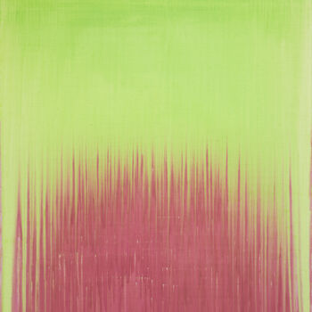Painting titled "Lime Arc Over Pink…" by Simon Findlay, Original Artwork, Acrylic