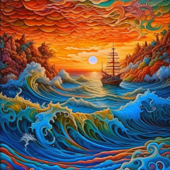 Digital Arts titled "ocean 18668" by Simon Levin, Original Artwork, Digital Painting