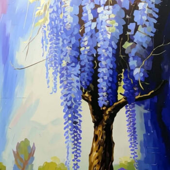 Цифровое искусство под названием "wisteria tree" - Simon Levin, Подлинное произведение искусства, Цифровая живопись