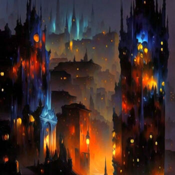 Digital Arts titled "night city" by Simon Levin, Original Artwork, Digital Painting