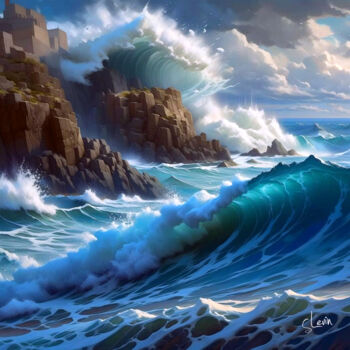Digital Arts titled "ocean 723835" by Simon Levin, Original Artwork, Digital Painting