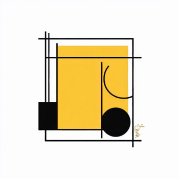 Digital Arts titled "yellow geometric art" by Simon Levin, Original Artwork, Digital Painting