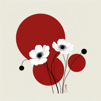 Digital Arts titled "japanese anemone wi…" by Simon Levin, Original Artwork, Digital Painting