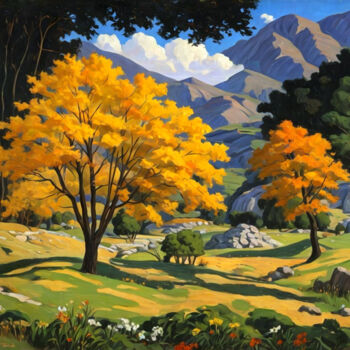 Digital Arts titled "autumn artistry" by Simon Levin, Original Artwork, Digital Painting
