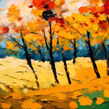 Digital Arts titled "autumn landscape pa…" by Simon Levin, Original Artwork, Digital Painting