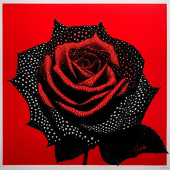 Digitale Kunst mit dem Titel "rose passionate 紅薔薇" von Simon Levin, Original-Kunstwerk, Digitale Malerei
