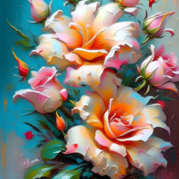 Digital Arts titled "blooming roses" by Simon Levin, Original Artwork, Digital Painting