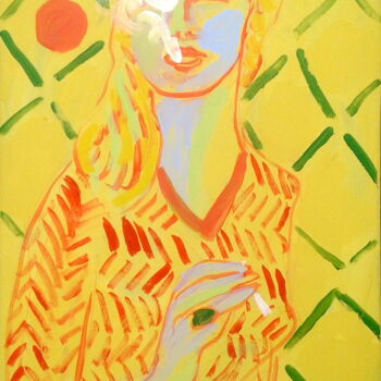 Painting titled "smoking blonde" by Simon Taylor, Original Artwork