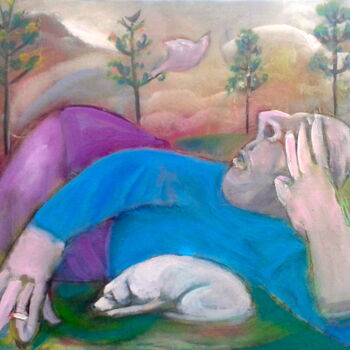 Painting titled "man and dog (2)" by Simon Taylor, Original Artwork