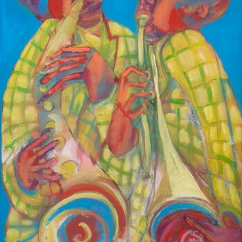 Schilderij getiteld "jazz dudes (2)" door Simon Taylor, Origineel Kunstwerk