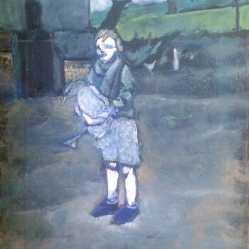 Painting titled "child & goose" by Simon Taylor, Original Artwork
