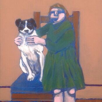 Malerei mit dem Titel "girl & dog" von Simon Taylor, Original-Kunstwerk