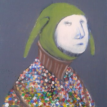 Painting titled "green hat" by Simon Taylor, Original Artwork