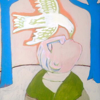 Картина под названием "man & bird" - Simon Taylor, Подлинное произведение искусства