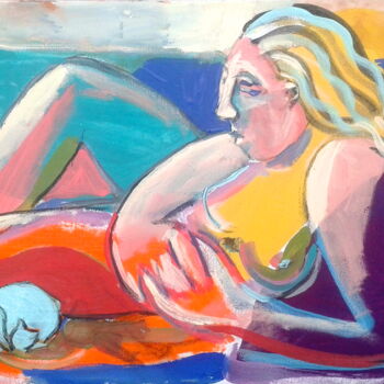 Painting titled "reclining nude" by Simon Taylor, Original Artwork
