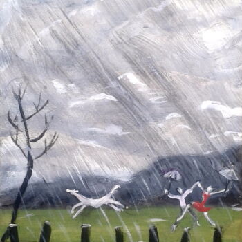 Schilderij getiteld "rain dance" door Simon Taylor, Origineel Kunstwerk