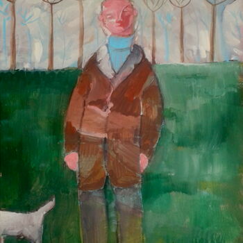 Painting titled "dog walk 3" by Simon Taylor, Original Artwork