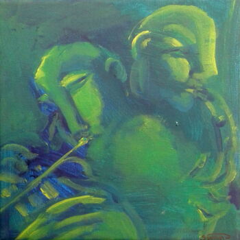 Painting titled "jazz-green" by Simon Taylor, Original Artwork