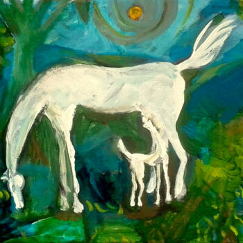 Pintura intitulada "mare & foal" por Simon Taylor, Obras de arte originais