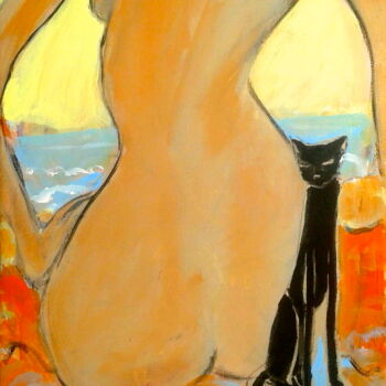Schilderij getiteld "beach cat" door Simon Taylor, Origineel Kunstwerk