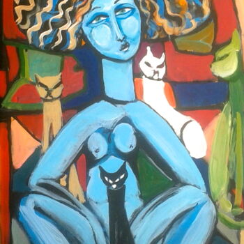 Painting titled "cat woman" by Simon Taylor, Original Artwork