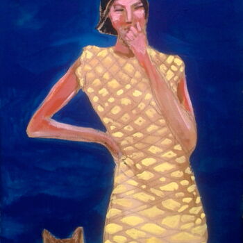 Painting titled "woman & dog 2" by Simon Taylor, Original Artwork