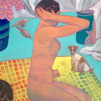 Peinture intitulée "seated nude" par Simon Taylor, Œuvre d'art originale