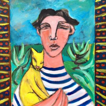Painting titled "cat lover" by Simon Taylor, Original Artwork