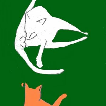「cat clean 2」というタイトルのデジタルアーツ Simon Taylorによって, オリジナルのアートワーク, デジタル絵画