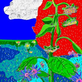 Digital Arts titled "sunflower" by Simon Taylor, Original Artwork, Digital Painting