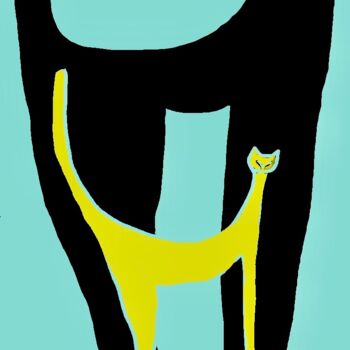 Digitale Kunst getiteld "cat shadow" door Simon Taylor, Origineel Kunstwerk, Digitaal Schilderwerk